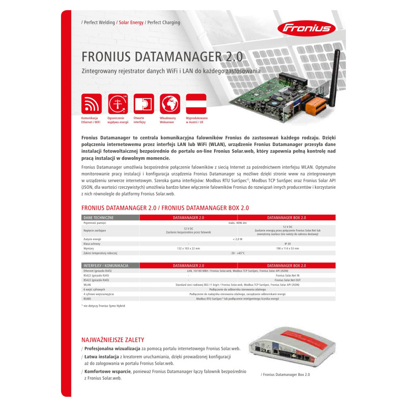 Fronius Datamanager 2.0 GALVO/SYMO/PRIMO