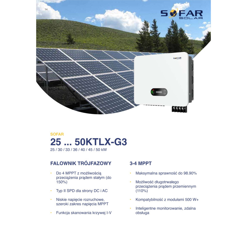 SOFAR 40KTL-X-G3 Trzy fazowy 4xMPPT