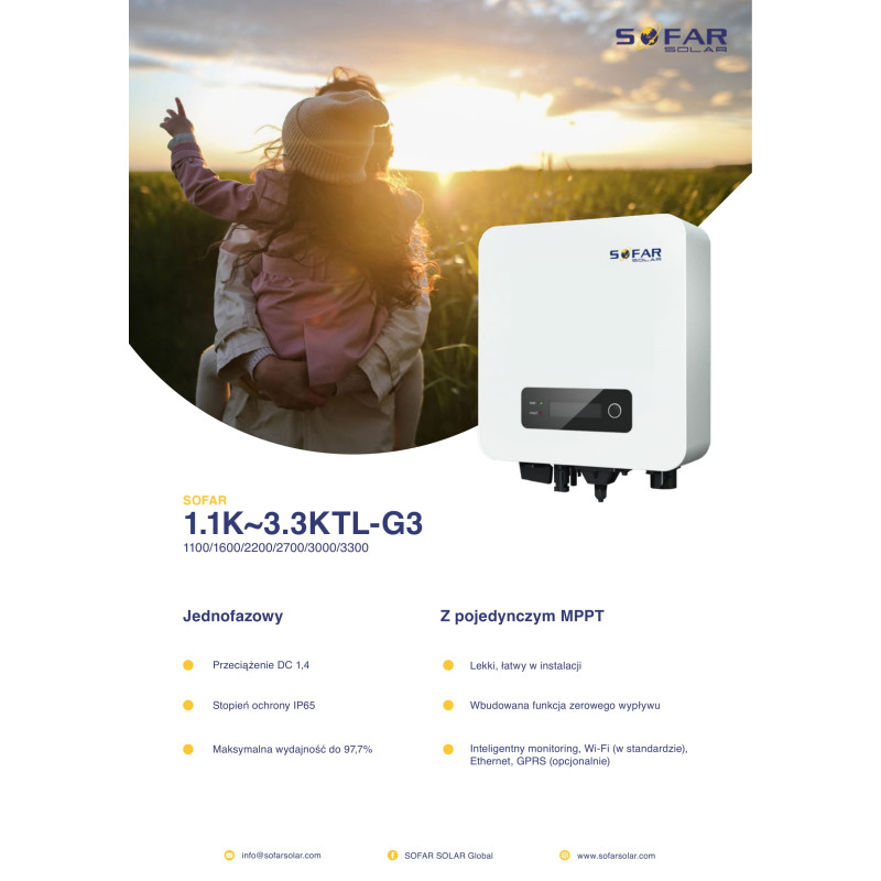 SOFAR 2700TL-G3 Jeden fazowy 1xMPPT