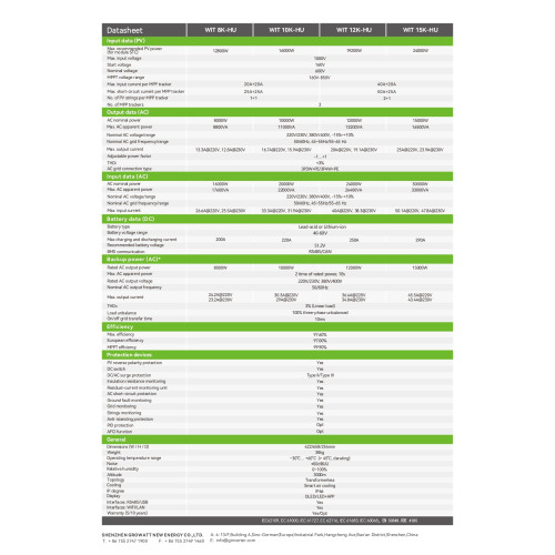 GROWATT Falownik hybrydowy WIT-12K-X-HU niskonapięciowy, trójfazowy